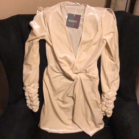 SOLD - Cream Velvet Dress - Picture 3 of 3